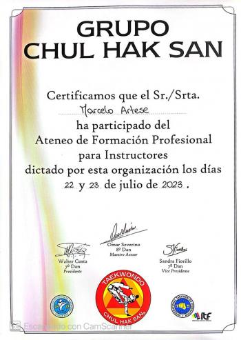 Asistencia al Ateneo de Capacitación Profesional de Instructores Chul Hak San 2023
